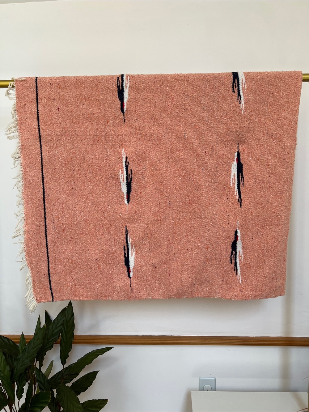 Vintage Woven Coral Pink Southwestern Throw Blanket